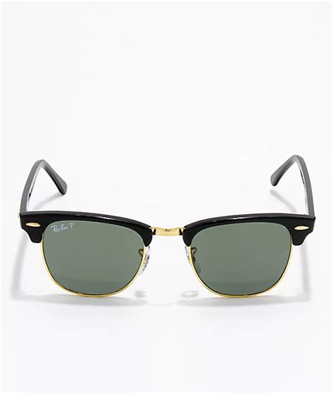 Ray-Ban Clubmaster Black & Gold Polarized Sunglasses | Zumiez