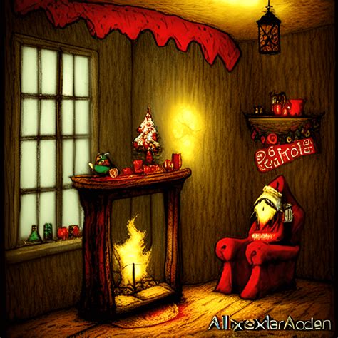 Indoors Christmas Fireplace Scene by Alexander Jansson · Creative Fabrica