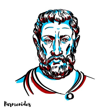 Parmenides Portrait in Line Art Illustration. Greek Philosopher, Vector ...