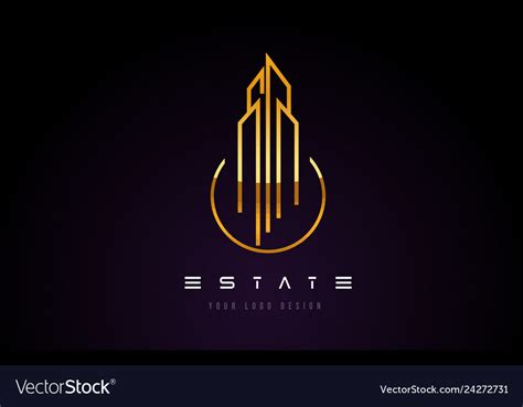 Gold real estate modern monogram logo design real Vector Image