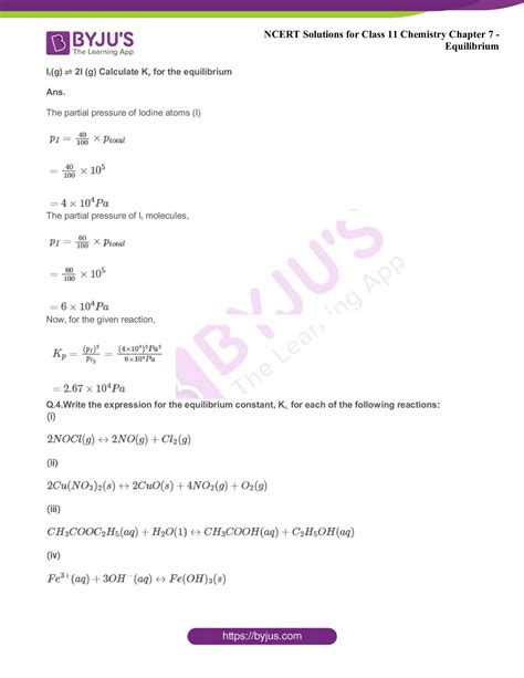 NCERT Solutions for Class 11 Chemistry Chapter 7 Equilibrium