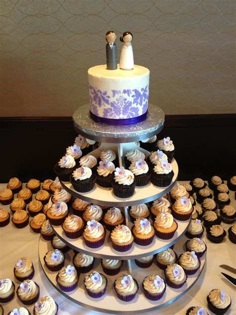 Purple & damask wedding cupcake tower | Kristin | kgroovy | Flickr