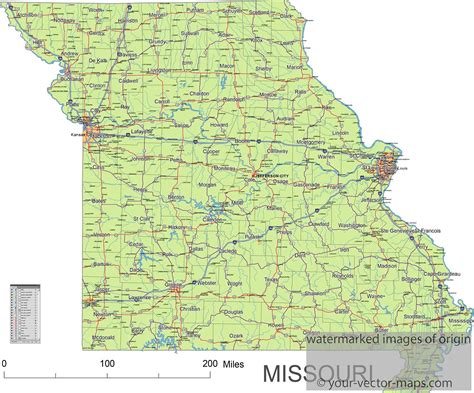 Missouri, MO | Your-Vector-Maps.com | Missouri state, Missouri, Highway map