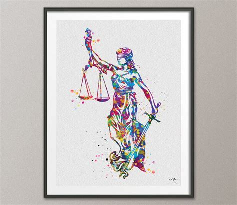 Lady Justice Art Watercolor Print Scales of Justice Lawyer | Etsy