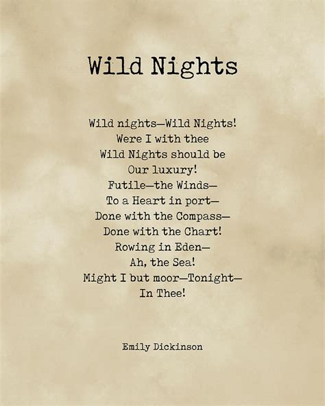 Wild Nights - Emily Dickinson Poem - Literature - Typewriter Print on Old Paper Digital Art by ...