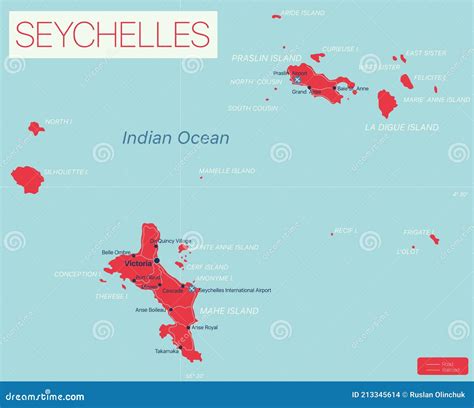 Seychelles Islands Detailed Editable Map Stock Vector - Illustration of cartography, overview ...