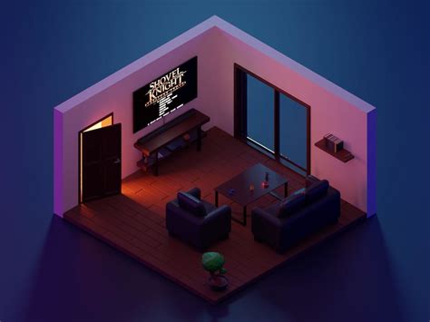 3D model Night low poly living room VR / AR / low-poly | CGTrader