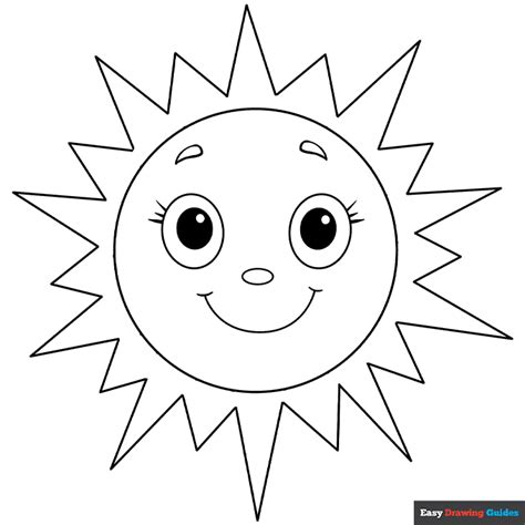 Sun Coloring Page | Easy Drawing Guides