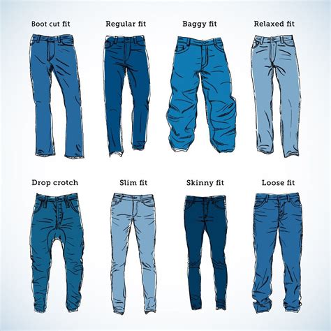 Denim Fit Vector Sketch Set | Jeans outfit men, Types of jeans, Mens outfits