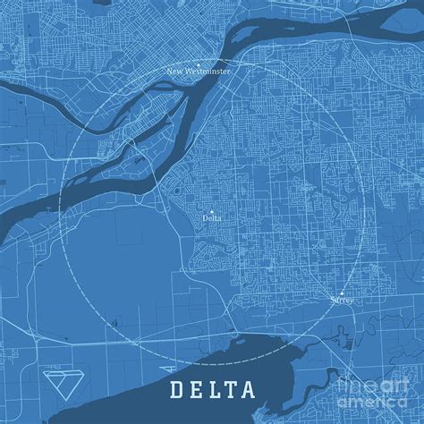 Delta BC City Vector Road Map Blue Text Digital Art by Frank Ramspott - Fine Art America