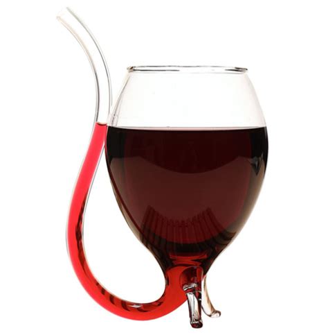 A Wine Glass With A Built In Straw Because You're Classy