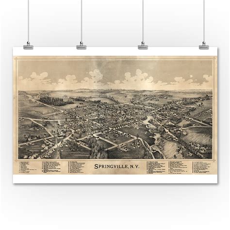 Springville, New York - Panoramic Map (36x54 Giclee Gallery Print, Wall ...