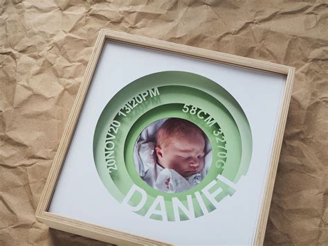 Baby Picture Shadow Box 3D Baby Photo Frame Baby Birth Stats - Etsy