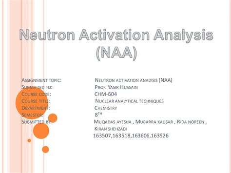 SOLUTION: Neutron activation analysis 1 - Studypool