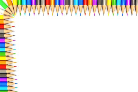 White Background Made Of Colorful Pencils Border Stock Photo | PPT ...