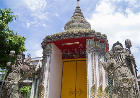 Two Chinese Stone Guardian Statues at Wat Pho Buddhist Temple Complex Door Stock Photo - Image ...