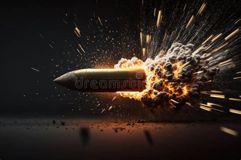 Flying Sparkling Bullet in Slow Motion Generative AI Stock Image - Image of black, fire: 271513163