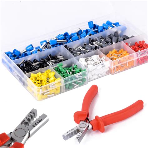 800pcs/set Cable Wire Terminal Connectors + Hand Ferrule Crimper Plier Crimp Tool Kit Set-in ...