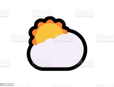 Sun Behind Cloud Vector Icon On White Background Sunny Cloudy Weather ...