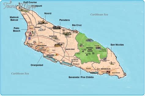 Aruba Map Tourist Attractions - ToursMaps.com