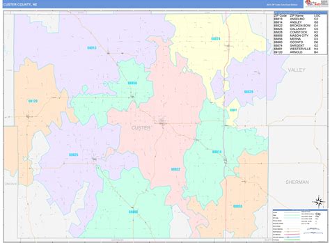 Custer County, NE Wall Map Color Cast Style by MarketMAPS - MapSales.com