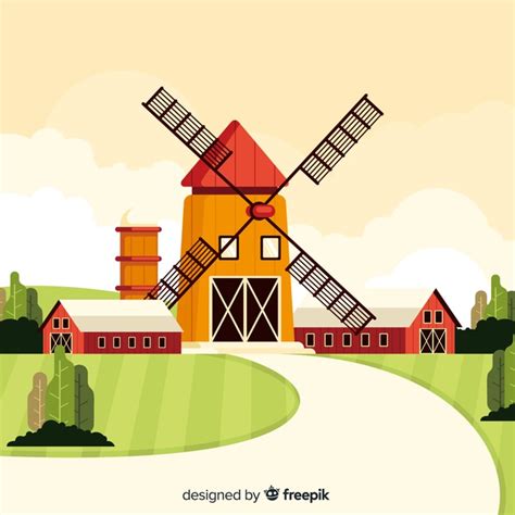 Cartoon farm landscape Vector | Free Download