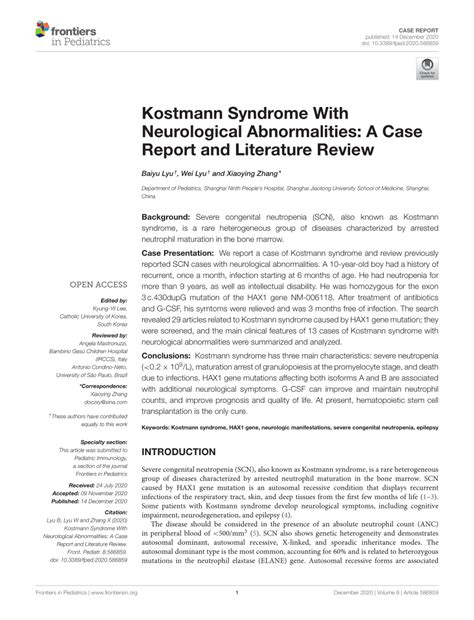 (PDF) Kostmann Syndrome With Neurological Abnormalities: A Case Report and Literature Review