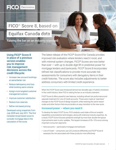 FICO® Score 8 Product Sheet | Product Sheet | Equifax Canada