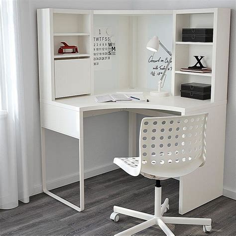 IKEA Micke Corner Workstation Corner Desk White | Minimalist desk design, Diy corner desk, White ...