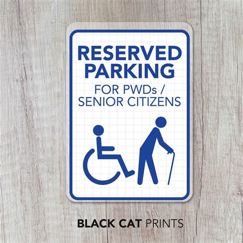 Reserved Parking for PWDs Senior Citizens with Icons Sign / Laminated ...