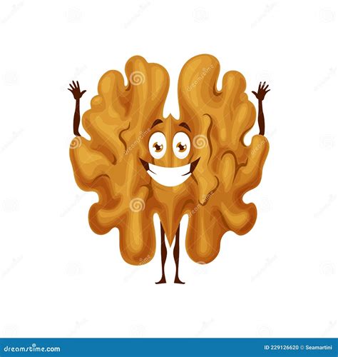 Kernel of Walnut Isolated Emoji Smiling Emoticon Stock Vector ...