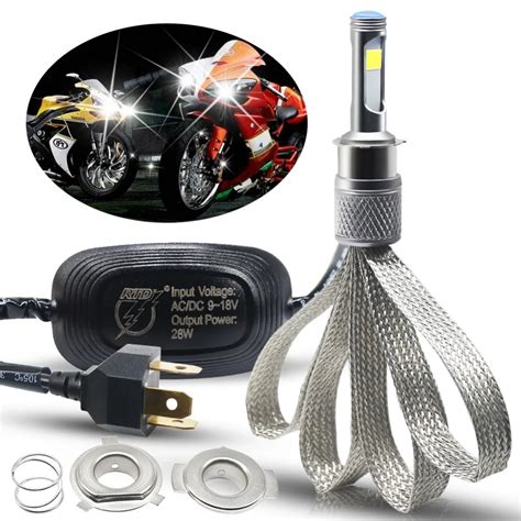 H4 LED Motorcycle Headlight Bulb Motorcycle Light 28W COB Chip LED ...