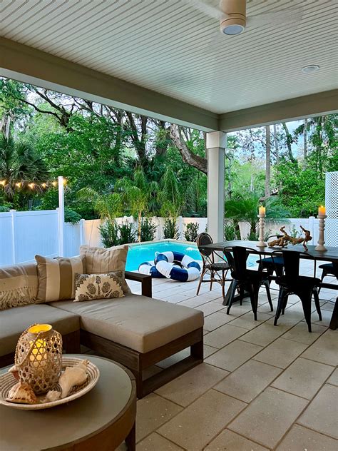 Pretty And Practical Porch and Pool In A Small Backyard | Classic Casual Home