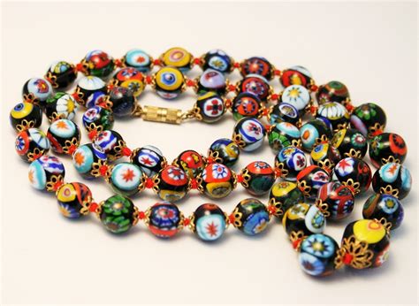 Vintage Venetian glass bead necklace. Murano glass beads.