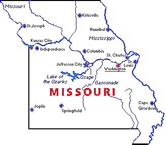 Major Missouri Cities and Their Geographical Relationship to Washington ...