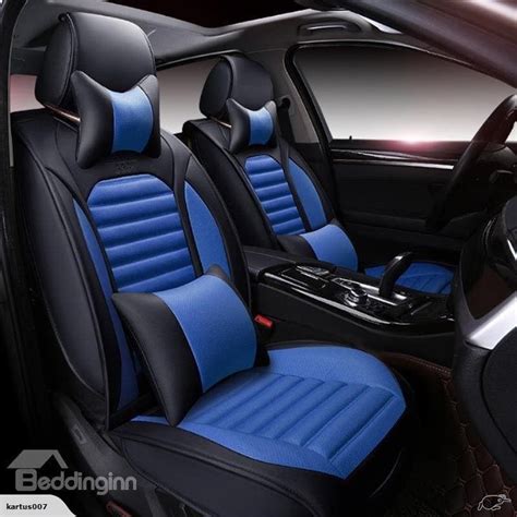 Car seat covers fit Hyundai Santa Fe black/blue leatherette full set ...