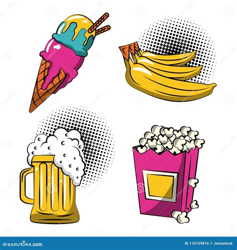 Food icons pop art stock vector. Illustration of humor - 110159816