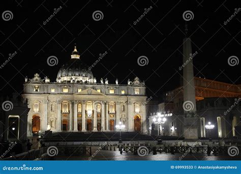 Vatican square at night editorial stock photo. Image of christianity ...