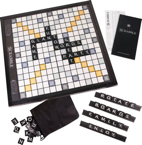 Buy Scrabble Deluxe Black Edition Board Game with Rotating Wooden ...