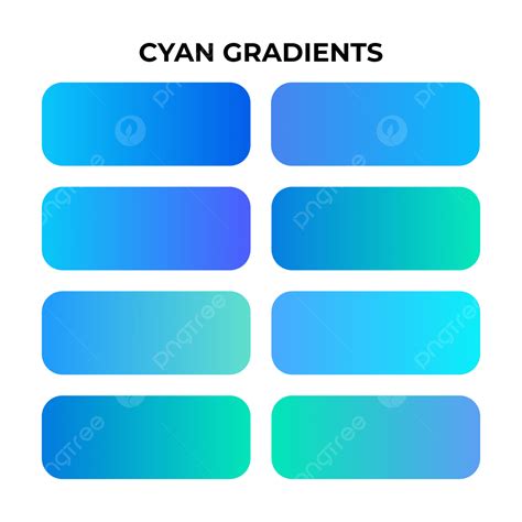 Set Of Cyan Gradient Color Palette Vector, Cyan Color, Gradient Set, Color Palette Blue PNG and ...