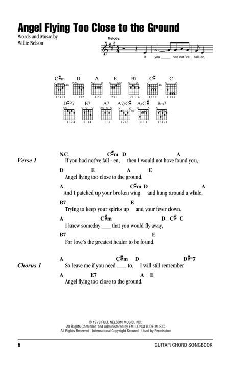 Angel Flying Too Close To The Ground by Willie Nelson - Guitar Chords ...