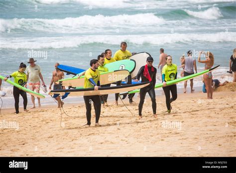 People having a surfing lesson on Manly beach with Manly surf school,Sydney,Australia Stock ...