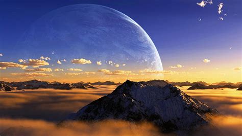 Top of the World, planets, foggy, high definition, space, unconquerable ...