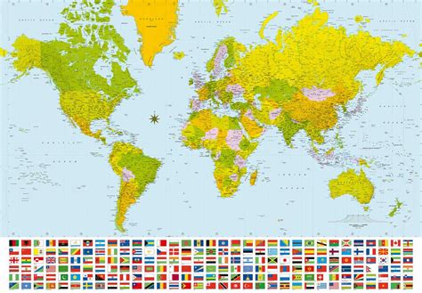 Världskarta (flaggor) - Map - Unikdekor.se