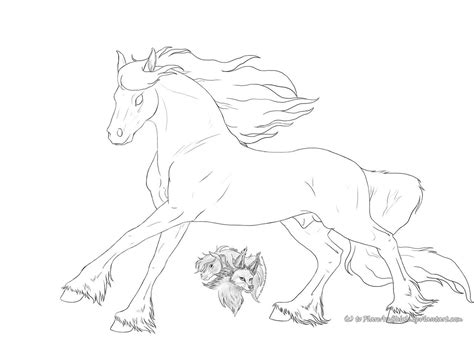 Free Friesian lineart by FlareAndIcicle on deviantART | Horse coloring pages, Graphic novel ...