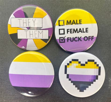 Non Binary Pride Flag They/them 1.5 Buttons LGBTQ Enby Pins | Etsy