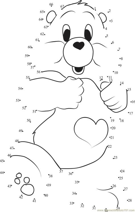 Special Care Bear Connect The Dots Worksheet | Bear coloring pages, Cute coloring pages ...