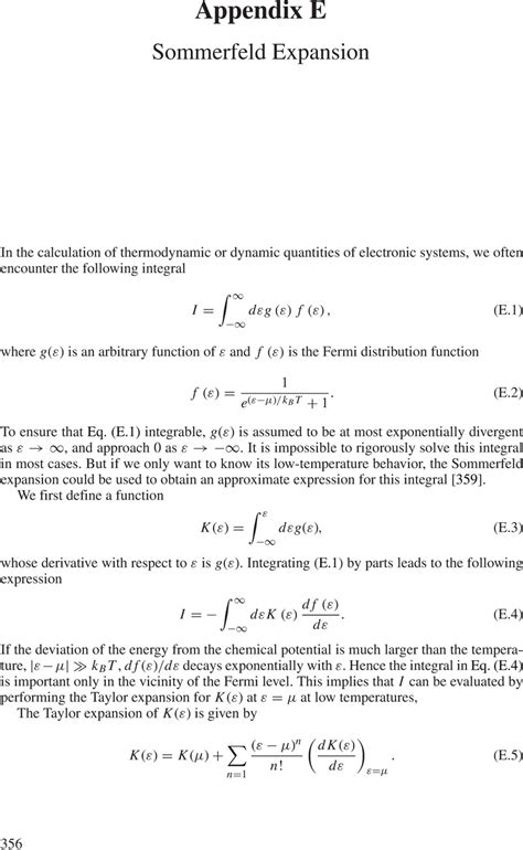 Sommerfeld Expansion (Appendix E) - D-wave Superconductivity