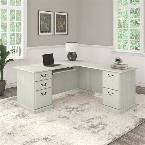 Bush Furniture Saratoga L Shaped Computer Desk with Drawers, Off-White - Walmart.com - Walmart.com