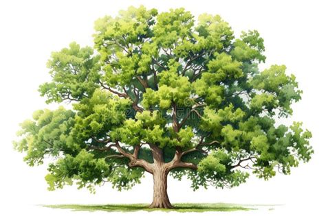 Watercolor Painting of Oak Tree. Generative AI Stock Illustration ...